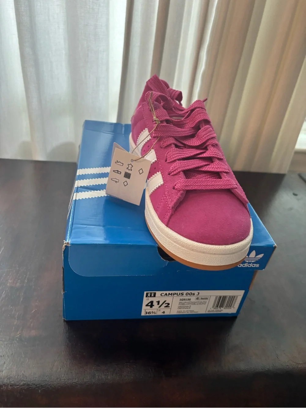 adidas Kids Pink Campus Suede Sneaker with White Stripes
